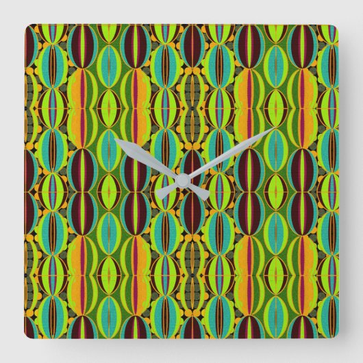 Horloge Carrée Afrocentric Geometric Cowrie Shells  (Recto)