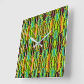 Horloge Carrée Afrocentric Geometric Cowrie Shells  (Angle)