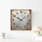 Horloge Carrée aged steel plate (Maison)