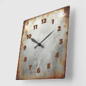 Horloge Carrée aged steel plate (Angle)