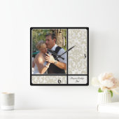 Horloge Carrée Aged Vintage Damask (Maison)