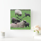 Horloge Carrée Agneau de printemps et mouton (Maison)