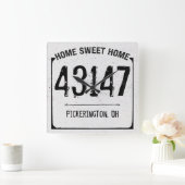 Horloge Carrée Agritourisme Distressed Home Sweet Home Code posta (Maison)
