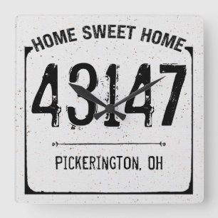 Horloge Carrée Agritourisme Distressed Home Sweet Home Code posta
