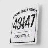 Horloge Carrée Agritourisme Distressed Home Sweet Home Code posta (Angle)