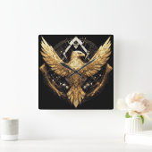 Horloge Carrée Aigle Abstrait Déployant Ses Ailes (Maison)