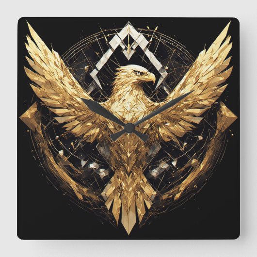 Horloge Carrée Aigle Abstrait Déployant Ses Ailes (Recto)