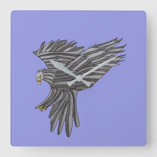 Horloge Carrée Aigle Bleu (Recto)