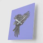 Horloge Carrée Aigle Bleu (Angle)