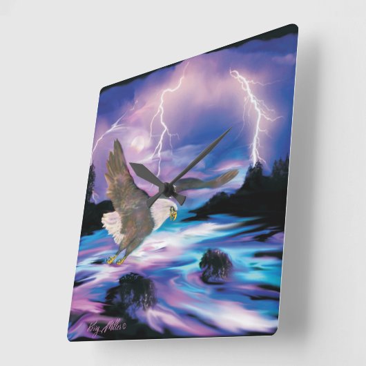 Horloge Carrée Aigle chauve (Angle)