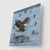 Horloge Carrée Aigle en approche (Angle)