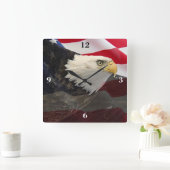 Horloge Carrée Aigle et drapeau (Maison)