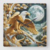 Horloge Carrée Aigle perché sur la branche sous plein clair de lu (Recto)