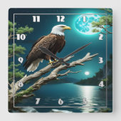 Horloge Carrée Aigle perché sur une branche par la rivière Moonli (Recto)