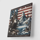 Horloge Carrée Aigle sur le paysage Pittoresque-américain (Angle)