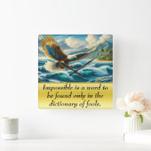 Horloge Carrée Aigle survolant l'océan (Maison)