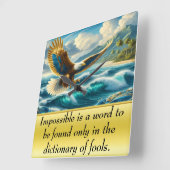 Horloge Carrée Aigle survolant l'océan (Angle)