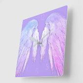 Horloge Carrée AILES ANGEL Fairy Purple Numéroté (Angle)