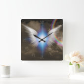 Horloge Carrée Ailes d'anges blancs (Maison)