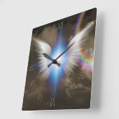 Horloge Carrée Ailes d'anges blancs (Angle)