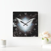 Horloge Carrée Ailes d'anges brillantes (Maison)