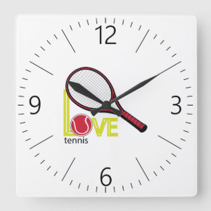 Horloge Carrée Aime le tennis