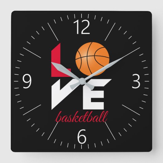 Horloge Carrée Aimer le basket-ball (Recto)
