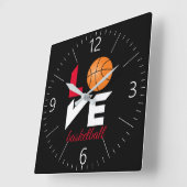 Horloge Carrée Aimer le basket-ball (Angle)