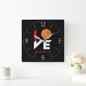 Horloge Carrée Aimer le basket-ball (Maison)