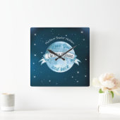 Horloge Carrée Aimez-vous à la Lune Chalkboard Banner Baby (Maison)