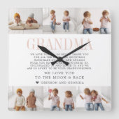 Horloge Carrée Aimez-vous grand-mère | Collage photo de message p (Recto)