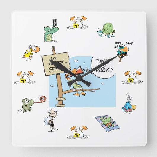 Horloge Carrée Air traffic Control Swamp Character Clock (Recto)