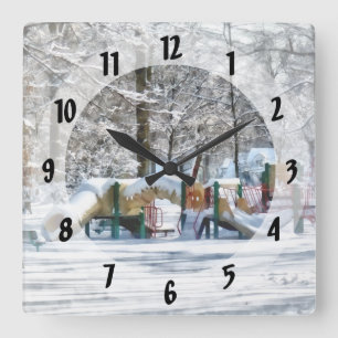 Horloge Carrée Aire de jeu hivernale