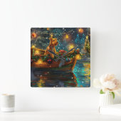 Horloge Carrée Airedale Noël Festival Voyage (Maison)