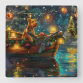 Horloge Carrée Airedale Noël Festival Voyage (Recto)