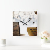 Horloge Carrée Airplanes flying (Maison)