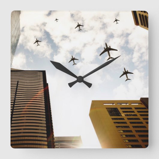 Horloge Carrée Airplanes flying (Recto)