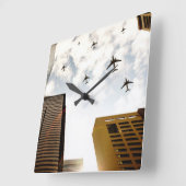 Horloge Carrée Airplanes flying (Angle)