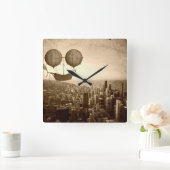 Horloge Carrée Airship Over Chicago (Maison)