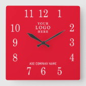 Horloge Carrée Ajouter un logo d'entreprise Nom de l'entreprise P (Recto)
