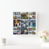 Horloge Carrée Ajoutez juste le collage d'image de la coutume 24 (Maison)