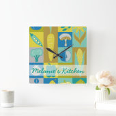 Horloge Carrée Ajoutez vos blocs | végétariens nommés II (Maison)