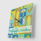 Horloge Carrée Ajoutez vos blocs | végétariens nommés II (Angle)