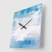 Horloge Carrée 'Ajuster' Art Abstrait bleu et gris (Angle)