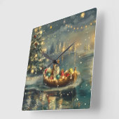 Horloge Carrée Akita Christmas Festive Voyage (Angle)