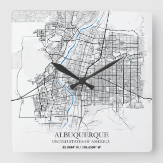 Horloge Carrée Albuquerque New Mexico Texas USA Travel City Map