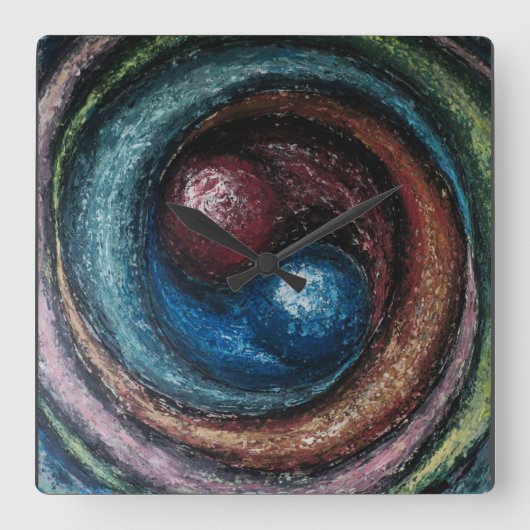 Horloge Carrée "Alchimie" par Ramona Dumitrescu (Recto)