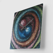 Horloge Carrée "Alchimie" par Ramona Dumitrescu (Angle)