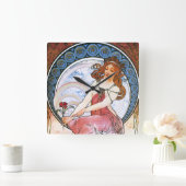 Horloge Carrée Alfons Mucha : Muse de la peinture (Maison)