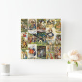 Horloge Carrée Alice dans l'horloge du pays des merveilles (Maison)